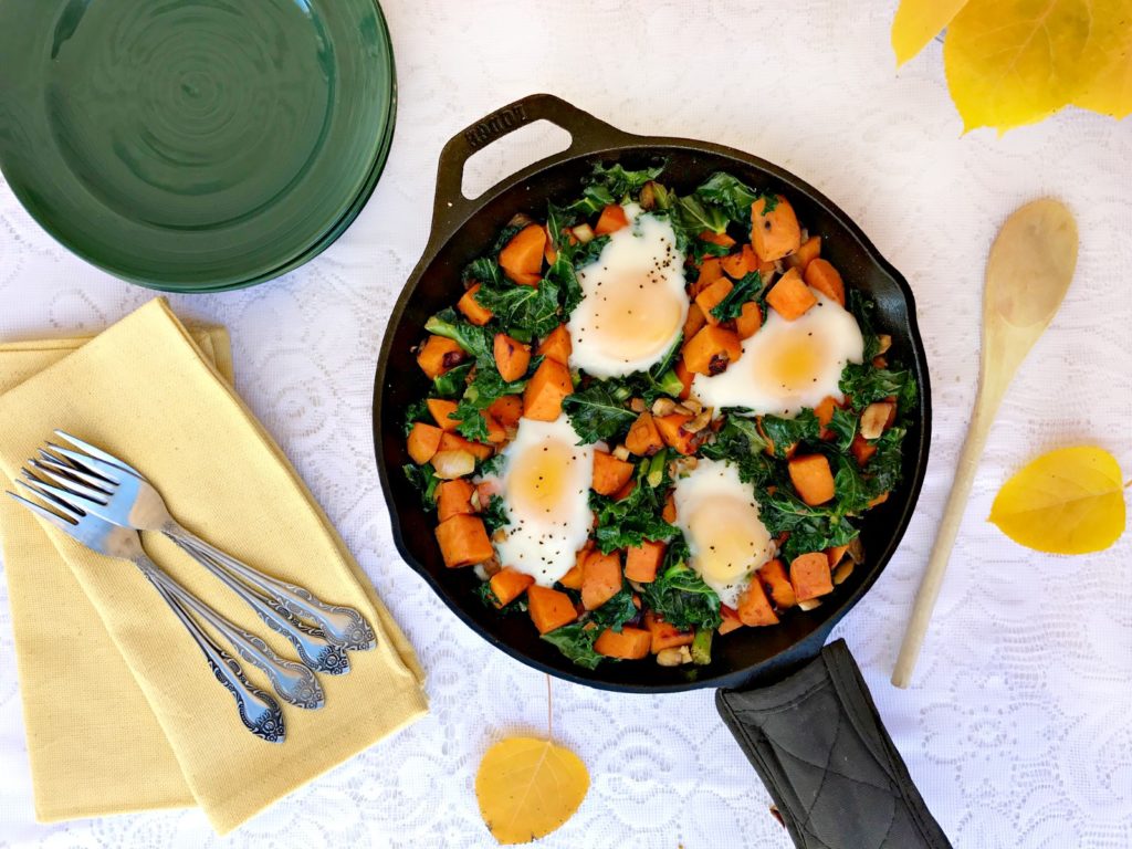 Sweet Potato & Kale Hash with Eggs #ad | Recipe via yourchoicenutrition.com